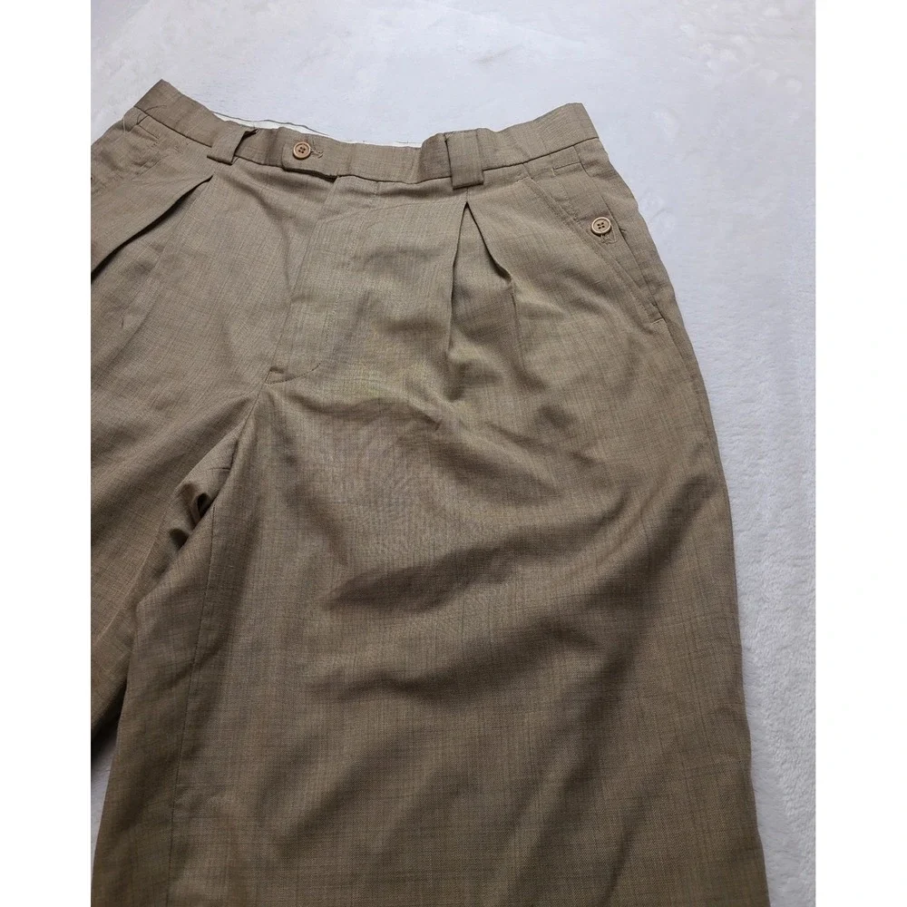 Zacchi Classico Italiana Men's Tan Pleated Cuffed Dress Pants 34x34 Trouser‎